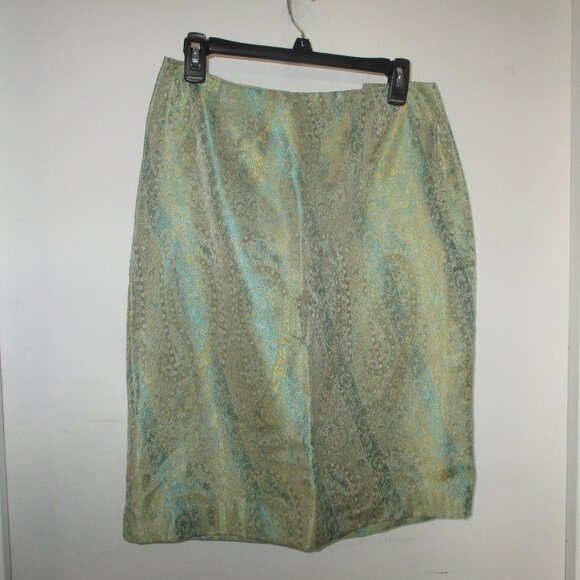 NEW with TAGS OSCAR DE LAURENTA SEA FOAM BROCADE SKIRT - Picture 1 of 2